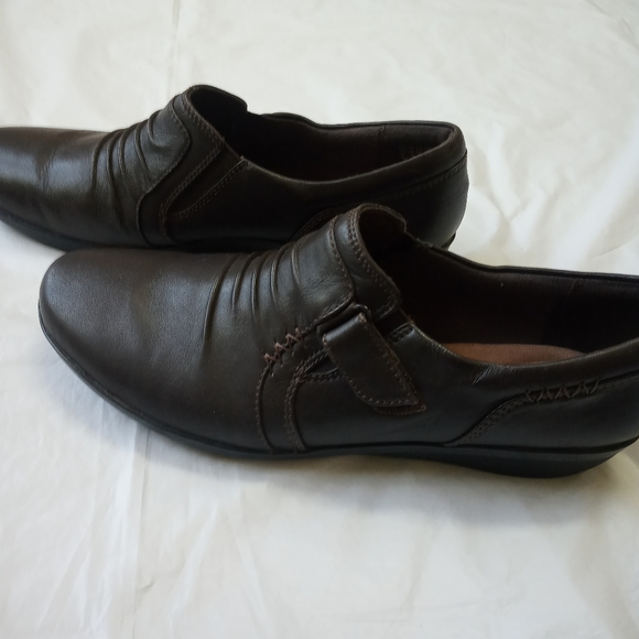 Clarks Collection Soft Cushion Brown Leather Comfy - Picture 2 of 11